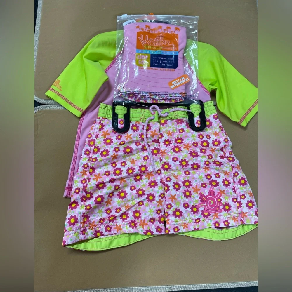 UV Skinz Girls' 3-piece Swim Set. UPF 50+